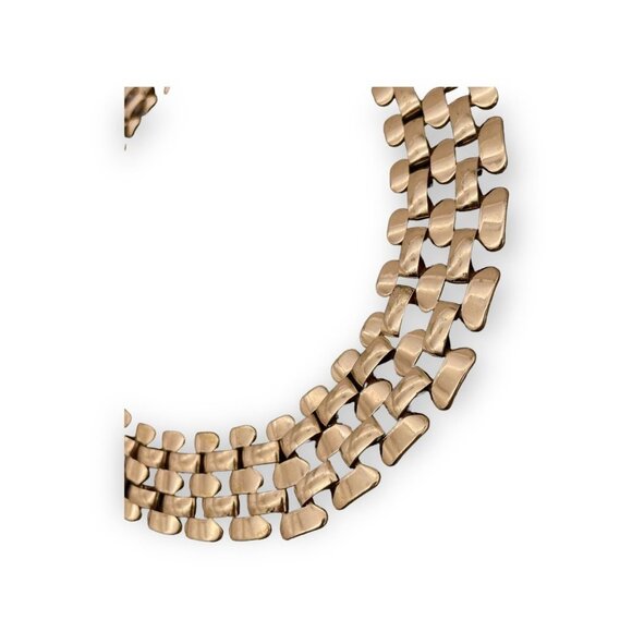 Vintage Wide Open Panther Link Choker Necklace Gold Tone Fold Over Closure 18 in - Picture 6 of 6